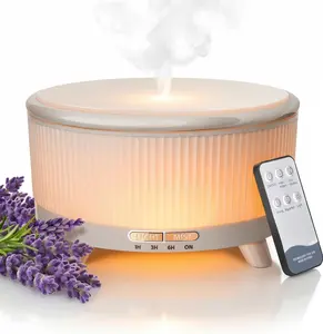 500ML Large Capacity Oil Diffuser, Ultrasonic Aromatherapy Diffuser with 7 Color LED Lights with Remote, Cool Mist Humidifier, Timed Mist, Auto Shut-Off (Minimalist White)