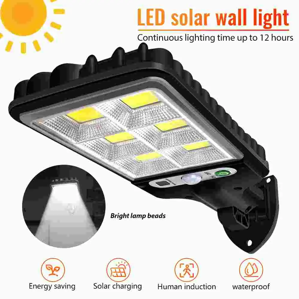【Back To School Gift】Outdoor LED solar street light with motion sensor, 3-mode bright floodlight, suitable for gardens, streets, decks, courtyards, garages, and courtyards