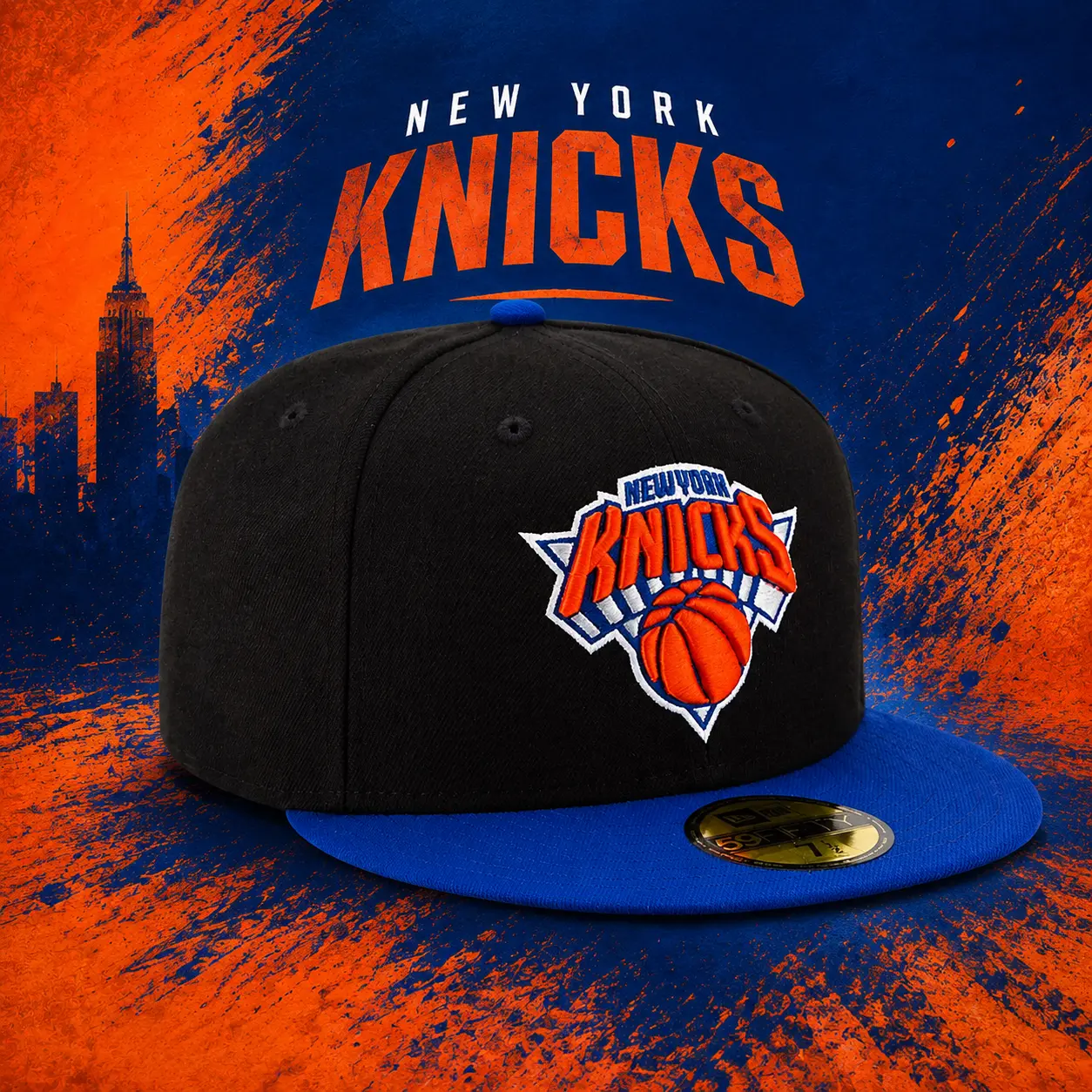 New York Knicks Black Blue Team Color Basic NBA New Era 9FIFTY Snapback Hat Unisex Streetwear Hats