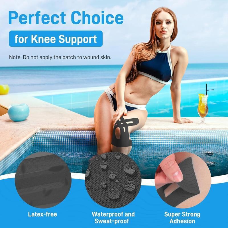 20 Pcs Precut Kinesiology Tape for Knees – Elastic, Waterproof & Breathable Knee Support for Pain Relief, Muscle & Joint Stability, Athletic Sports Tape