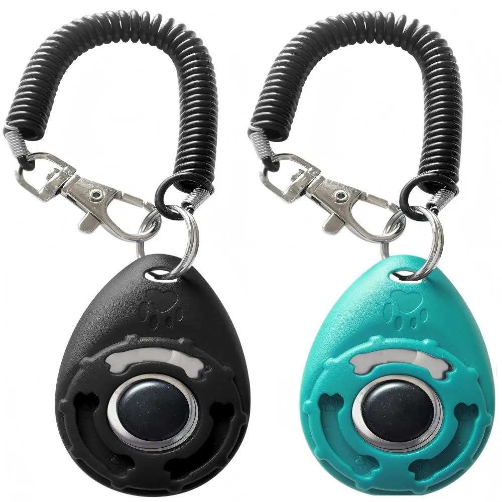Dog Clicker Training Tool with Wrist Strap, Puppy Cat Bird Horse Pet Behavior Aid, 2 Piece Set, Ideal for Doggy Training