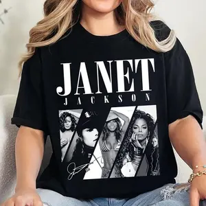 Signature Shirt, 90s Vintage Janet Jackson Shirt, Janet Jackson Fan Gift Shirt Top Elastic Garment Womenswear Knitted Cotton