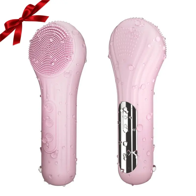 Electric Silicone Facial Cleansing Brush | Heated Vibrating Gentle Face Scrubber with Massage for All Skin Types Facial Cleansing Instrument, Facial Cleansing Tool