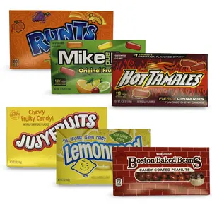 Nostalgic Candy Large Movie Theater Size Boxes Variety, Boston Baked Beans, Jujyfruit, Mike & Ike, Runts, Lemonhead and Hot Tamales