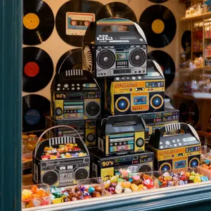 12pcs Radio Shaped Gift Boxes for 50s to 90s Themed Parties, Vintage Candy Popcorn Holders, Chocolate Packaging, Party Favors, Birthday Decorations