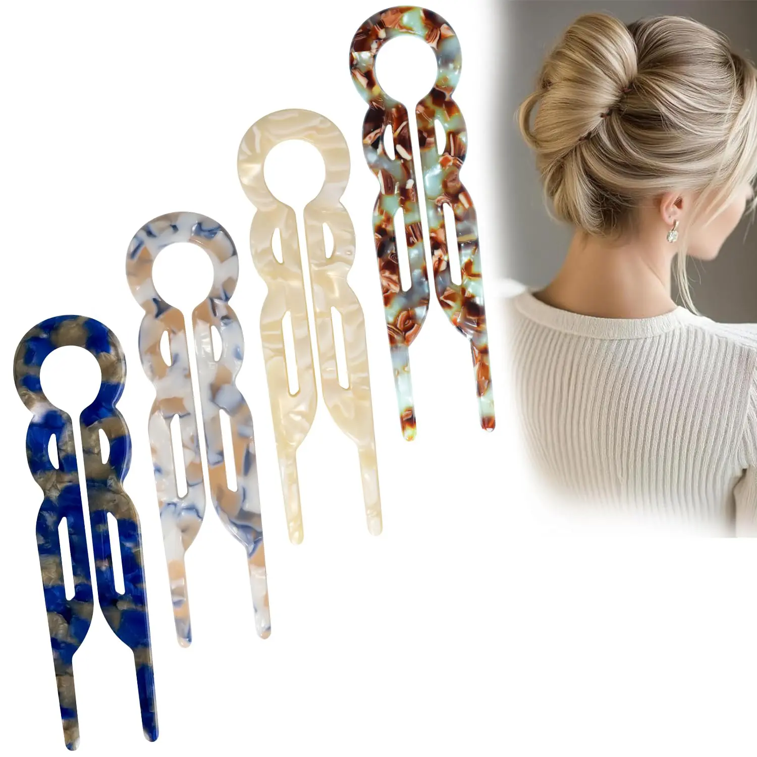 4 PACK U-shaped Hair Pin for Women - Elegant Hair Accessories for Women,Valentines Christmas Wedding Prom Decorative accessories,Suitable for All Hair Types, Hair Clip Set, Hairpins
