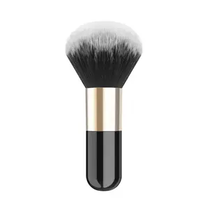 Powder Makeup Brush, Flat Kabuki Brush, Single Large Makeup Brush Soft Face Mineral Powder Foundation Brush Blush Brush for Blending Makeup, Black & Gold