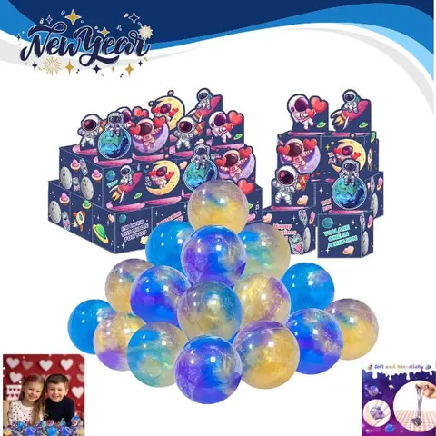 Valentine’s Day Gifts for Kids 24-Pack, Galaxy Slime Toy with Greeting Cards, Fun Stress Relief Party Favors for Girls & Boys, Classroom Exchange Prizes, Valentine’s Gift Set