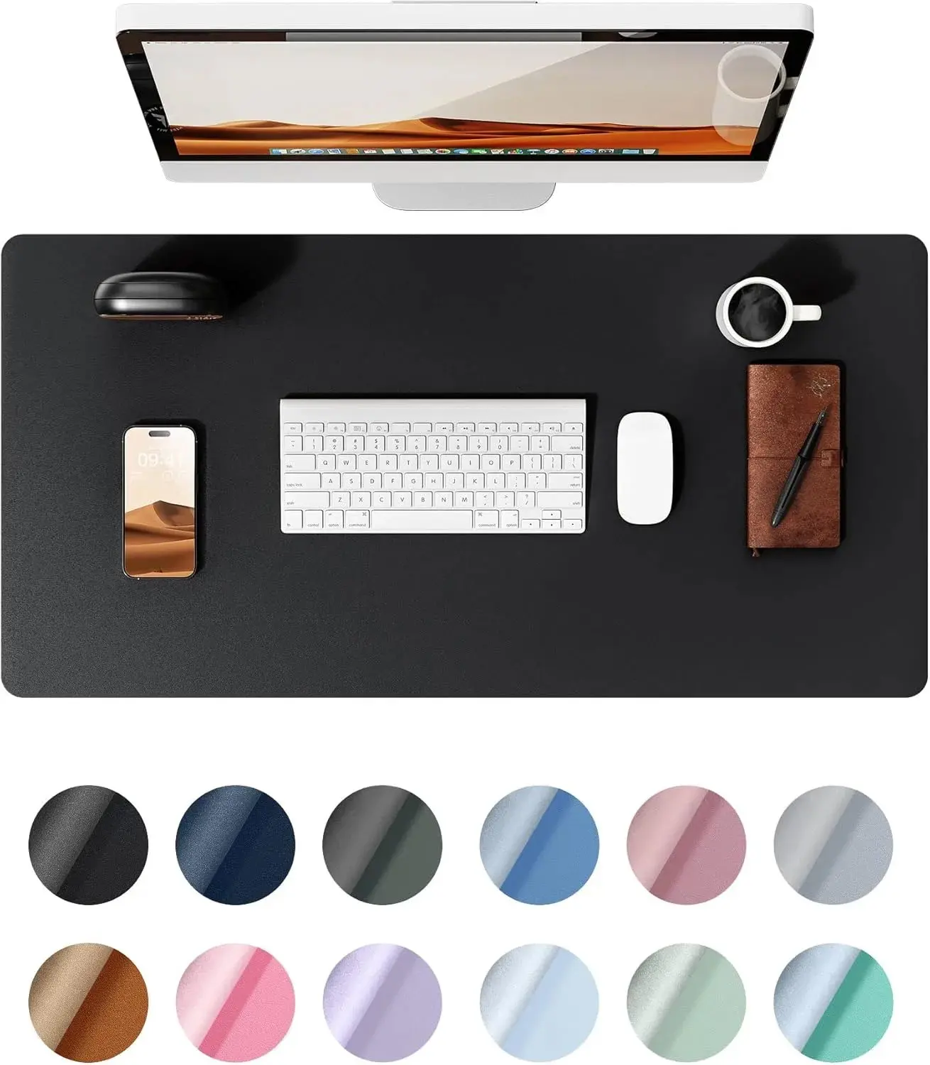 Leather Desk Pad Protector,Large Mouse Pad, Non-Slip PU Leather Desk Blotter, Laptop Desk Pad, Waterproof Desk Writing Pad for Office and Home