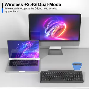 Battop Multi-Device Bluetooth-compatible Keyboard, Wireless Keyboard for Laptops, Tablets, Desktops, Smartphones, Windows
