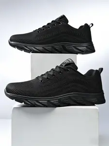 Men's new spring versatile mesh flying woven shoes, trendy breathable soft-soled running shoes for young people, lightweight non-slip sneakers for commuting, fitness and daily wear