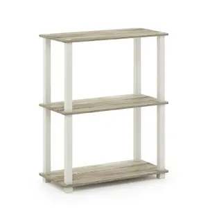 TURN-S-TUBE Storage Shelves, 3-Tier Book Shelf, Corner Shelf, Toolless Open Shelves, for Organization and Storage, Living Room, Garage, Home Office, Sonoma Oak