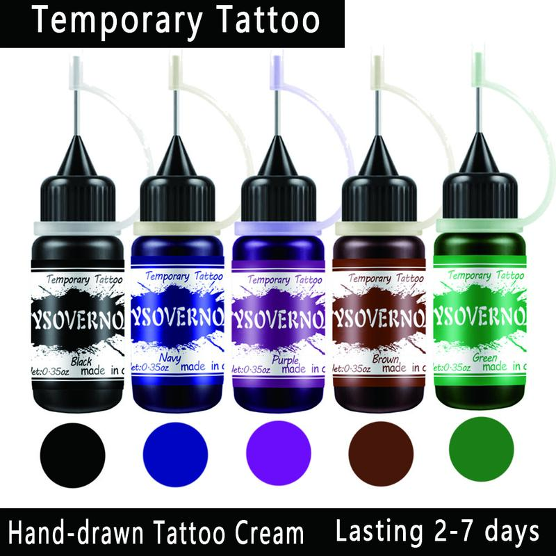 5-Color Henna Tattoo Kit, Artistic DIY Temporary Tattoo Stencils Light Beige-Friendly Gel, Long-lasting Waterproof Mixed Color Temporary Tattoo Paste