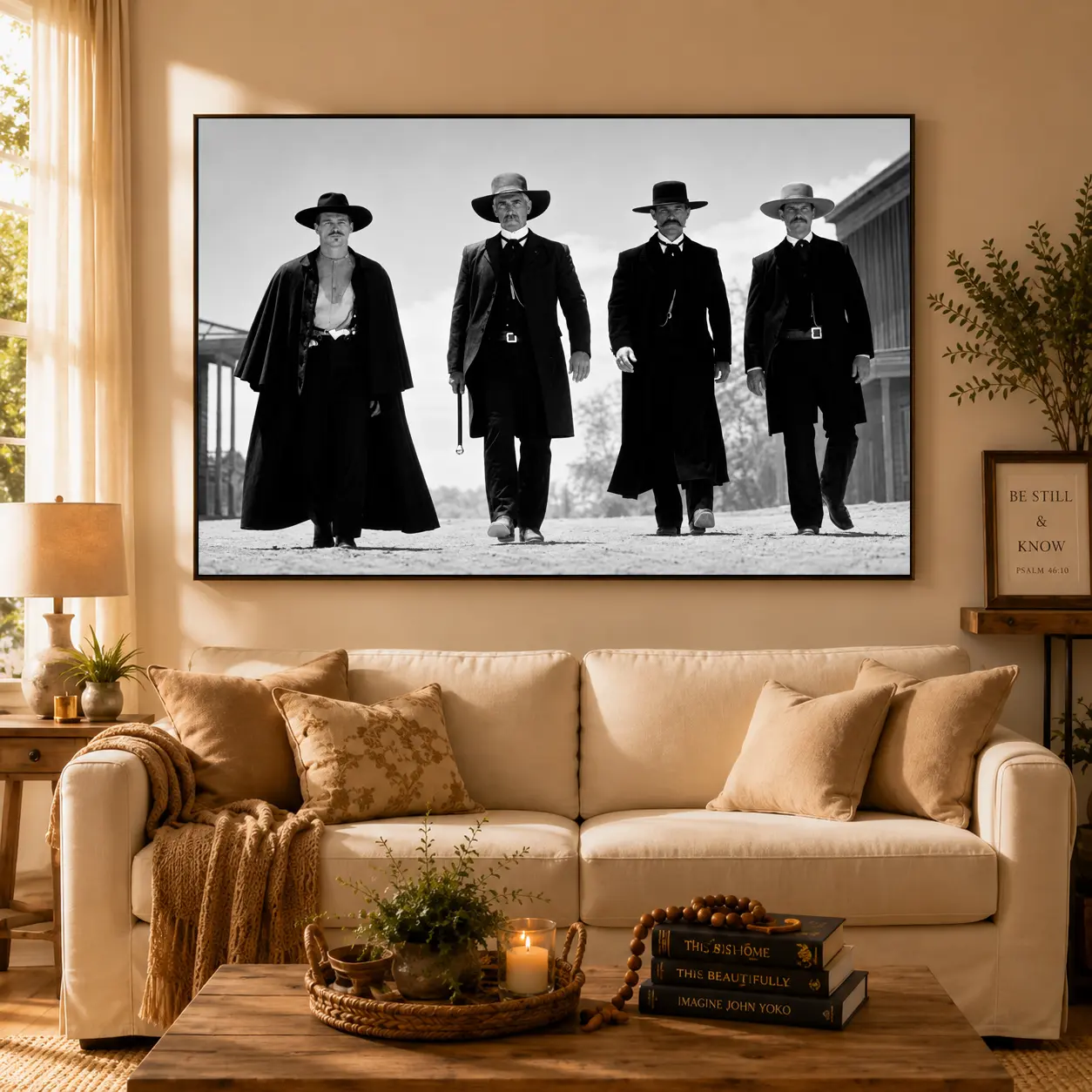 Vintage Tombstone Movie Poster - Wyatt Earp & Doc Holliday Funky Western Art, Eclectic Bold Tombstone Nod, Bohemian Boho-Retro Match Artistic Framed Home Decor, Indoor Wall Art for Home-Office, Ideal Gift, Decoration