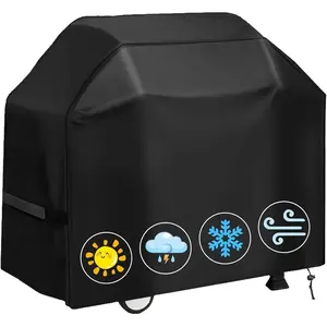 Grill Cover 67" Heavy-Duty  Grill Cover for Outdoor Gas BBQ , Wind, UV, Dust &Fade Resistant Barbecue Cover with Hook-and-Loop Straps for  Grills,Black
