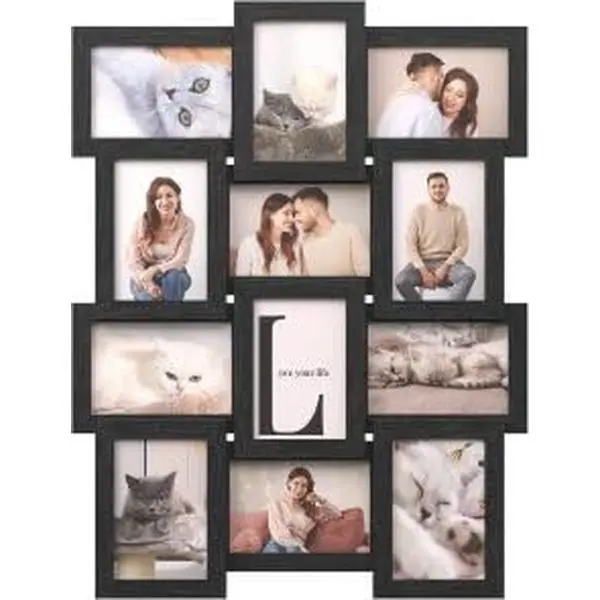 GAOMON 12 Opening Collage Picture Frame Holds Twelve 4x6 Inch Photos, Horizontal & Vertical Wall Mount Gallery Photo Frame for Home Wall Decor, Black