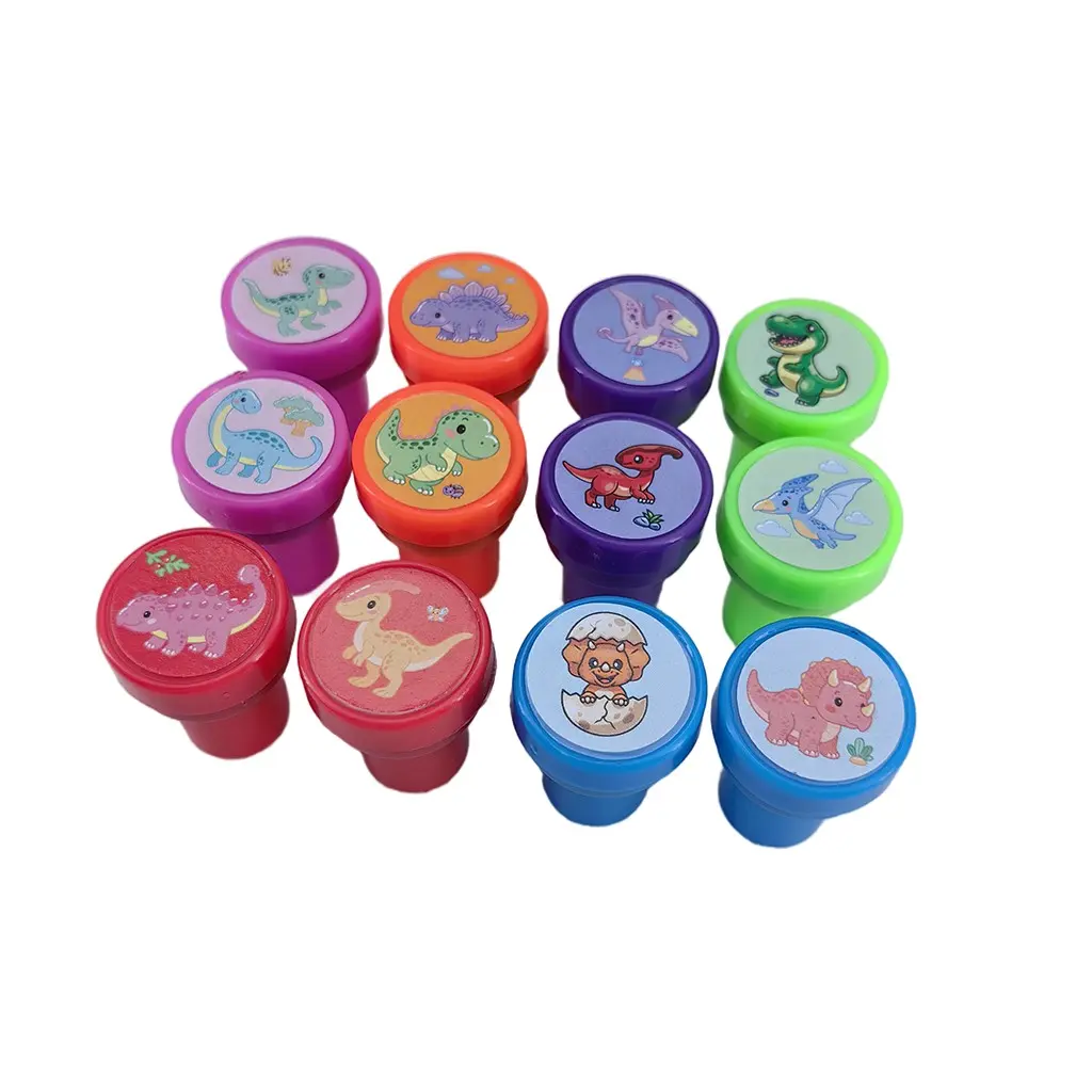 12 Dinosaur Theme Kids Self-Inking Stamps Set, Multicolor Cartoon Stamps, Ideal for Classroom Rewards, Birthday Parties, Gift Bags, Scrapbooks