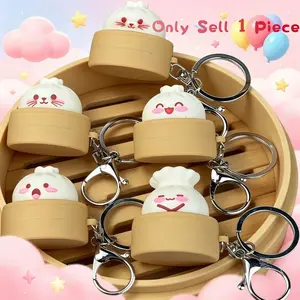 Cute Dumpling Keyboard Fidget Toy,Sensory toys gift, Stress-relief cute Clicker Keychain for Focus Boost, Quiet Anxiety Toys for Kids & Adults, Ideal for Work, Travel and Home, Silent Fidget Keychain, Cute Keychains
