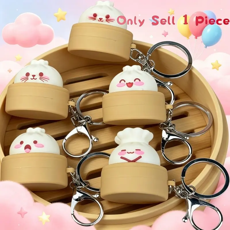 Cute Dumpling Keyboard Fidget Toy,Sensory toys gift, Stress-relief cute Clicker Keychain for Focus Boost, Quiet Anxiety Toys for Kids & Adults, Ideal for Work, Travel and Home, Silent Fidget Keychain, Cute Keychains, Fidget Keyring