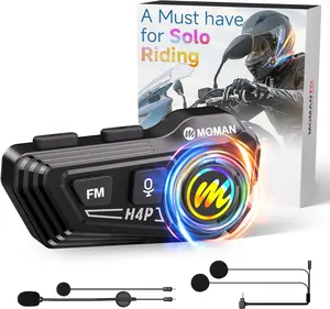 Motorcycle Helmet Headset,  H4Plus Single Use Snowmobile Motorbike Helmet Wireless Headphone with AI voice Assistant Waterproof IPX6 Noise Cancellation, Motorcycle-Helmet-Wireless-Headset-Speaker