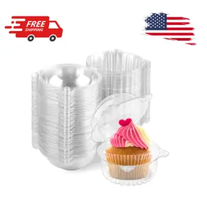 100 Pack Individual Cupcake Containers, Clear Plastic Cupcake Holders