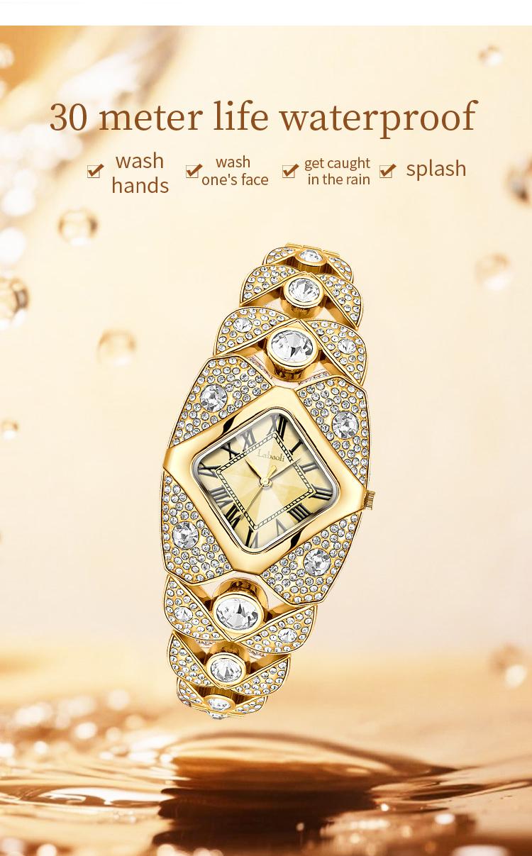 Luxury Full Diamond Bangle Bracelet Watch Women's Fashion Stainless Steel Quartz Wristwatch 30M Waterproof Elegant Stylish Unique Gift for Wife and Mother Bling Jewelry