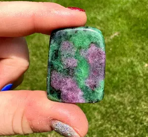 New Moon Beginnings Ruby in Zoisite Slab - Unique Gemstone with Green and Purple Hues