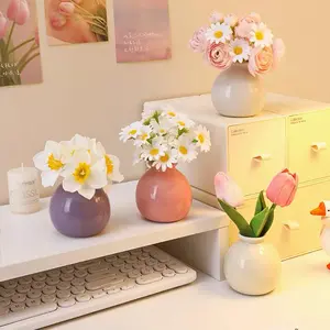 Nordic Style Ceramic Mini Vase Cute Decorative Vase No Flowers Included Colorful Small Vase Home Decoration Desktop Wedding Decoration