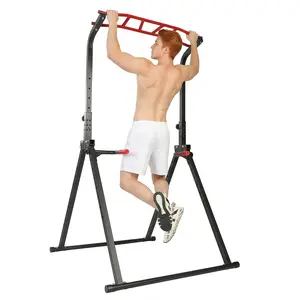 Foldable Power Tower Pull Up Bar Station Adjustable Height Home Gym Strength Training Equipment