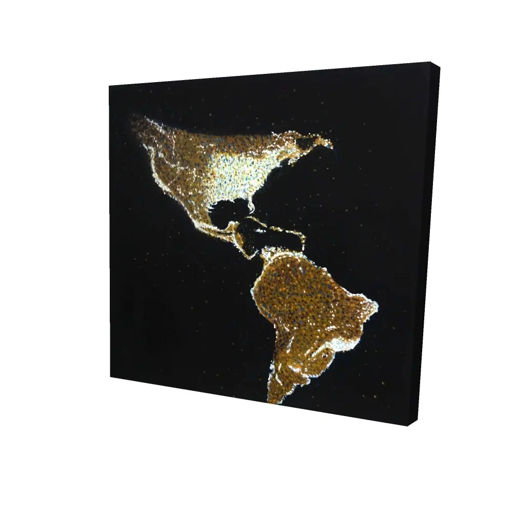 Begin Home Decor 2080-2424-EA11 24 x 24 in. American Continent Night Canvas - Black Living Room Decor