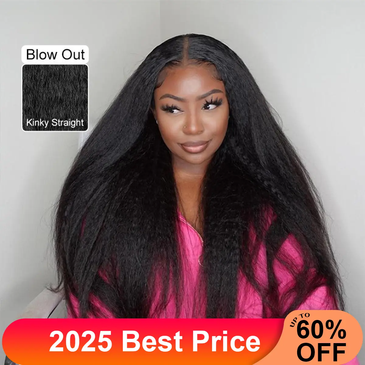BGMgirl Kinky Straight/ Yaki Straight 6*4 & 9*6 HD Lace Wear Go 360 Lace 180% Density Glueless Pre Plucked Pre Cut Human Hair TikTokShopfalldealsforyo