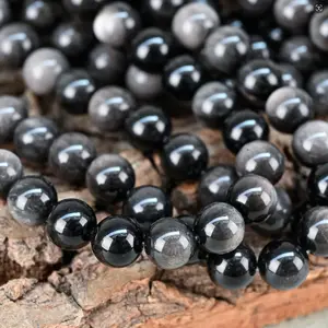 Natural Silver Obsidian Beads  10mm -Natural Silver Obsidian Gemstone Stretch Bracelet - Spiritual Healing Bracelets