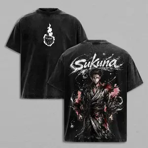 Ryomen Sukuna King of Curses Graphic Tee, Vintage Washed Anime Shirt, Jujutsu Kaisen Dark Curse Power Design Unisex Streetwear, Villain Aesthetic, Gift for Jujutsu Kaisen Fans, Perfect for Anime Lovers and Sukuna Fans