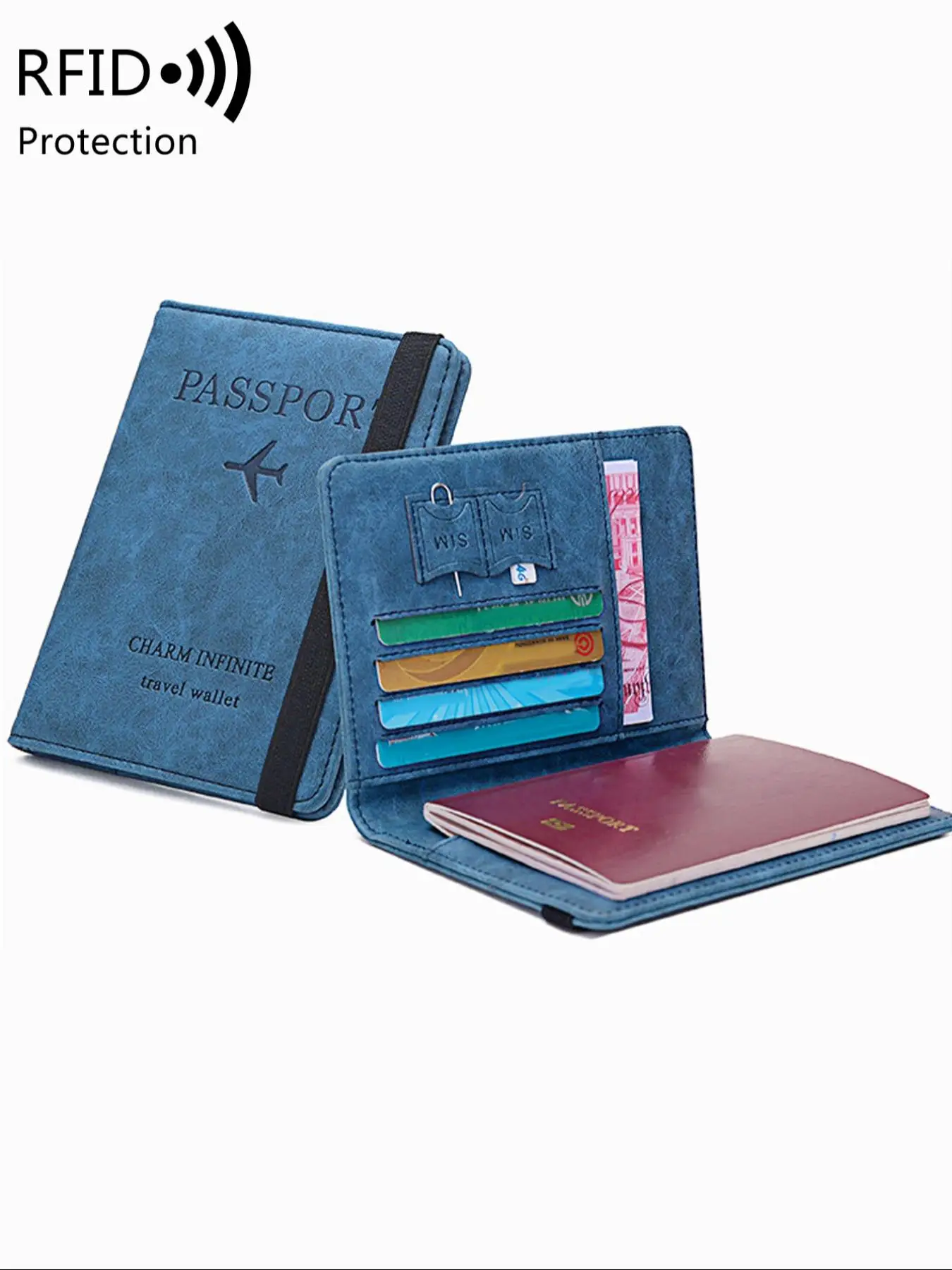 Summer RFID Anti-theft Swipe Letter Pattern Passport Holder, Business Fashion Multi Card Slot Bifold Wallet, Multi Functional Certificate Folder