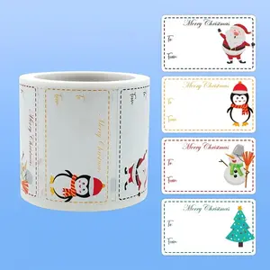 Christmas Gift Tags Self Adhesive Stickers, 250 Pcs Festive Designs Holiday Decoration Labels for Christmas Bags, Festive Seasonal Decorations