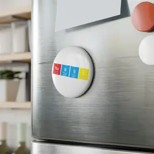 Science Periodic Table Elements Nanny White Button Magnet, Round (1 & 10 pcs) Black