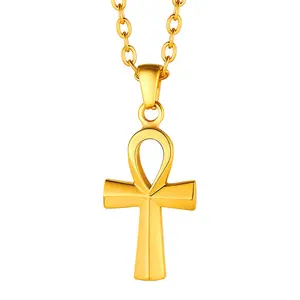 U7 Egyptian Ankh Cross Necklace Eye Protection Necklace for Men Women Ancient Symbol of Amulet