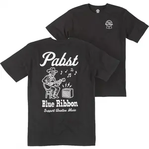 Pabst Blue Ribbon Unalive Music Front and Back Print T-Shirt