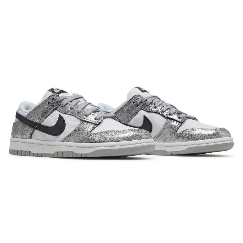 Nike Dunk Low Golden Gals Metallic Silver Women's Shoes DO5882-001 Authentic Comfortable Casual Wear Fashion Black Glitter Unisex Shoe