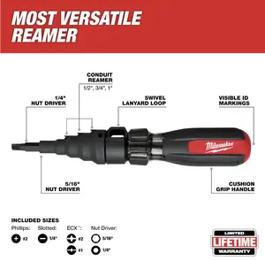 Milwaukee Tool 7-in-1 Conduit Reamer Screwdriver with ECX Bit (48-22-2870) - Versatile Tool for Electrical Fasteners