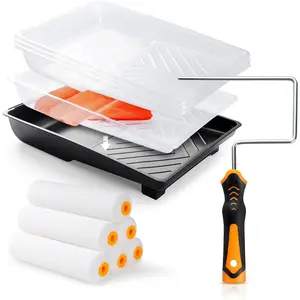 12 Pcs 6 Inch Paint Roller Kit with High-Density Foam Paint Roller, Paint Tray with Liner, Mini Roller for Painting Wall, Door, Cabinet