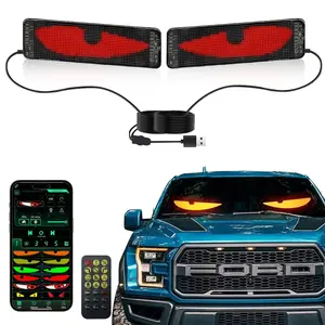 Devil's Eye LED Light for Cars, Car Accessories, 2pcs USB Scrolling Bright Advertising LED Sign, APP Control Custom Text Animation, Flexible Display