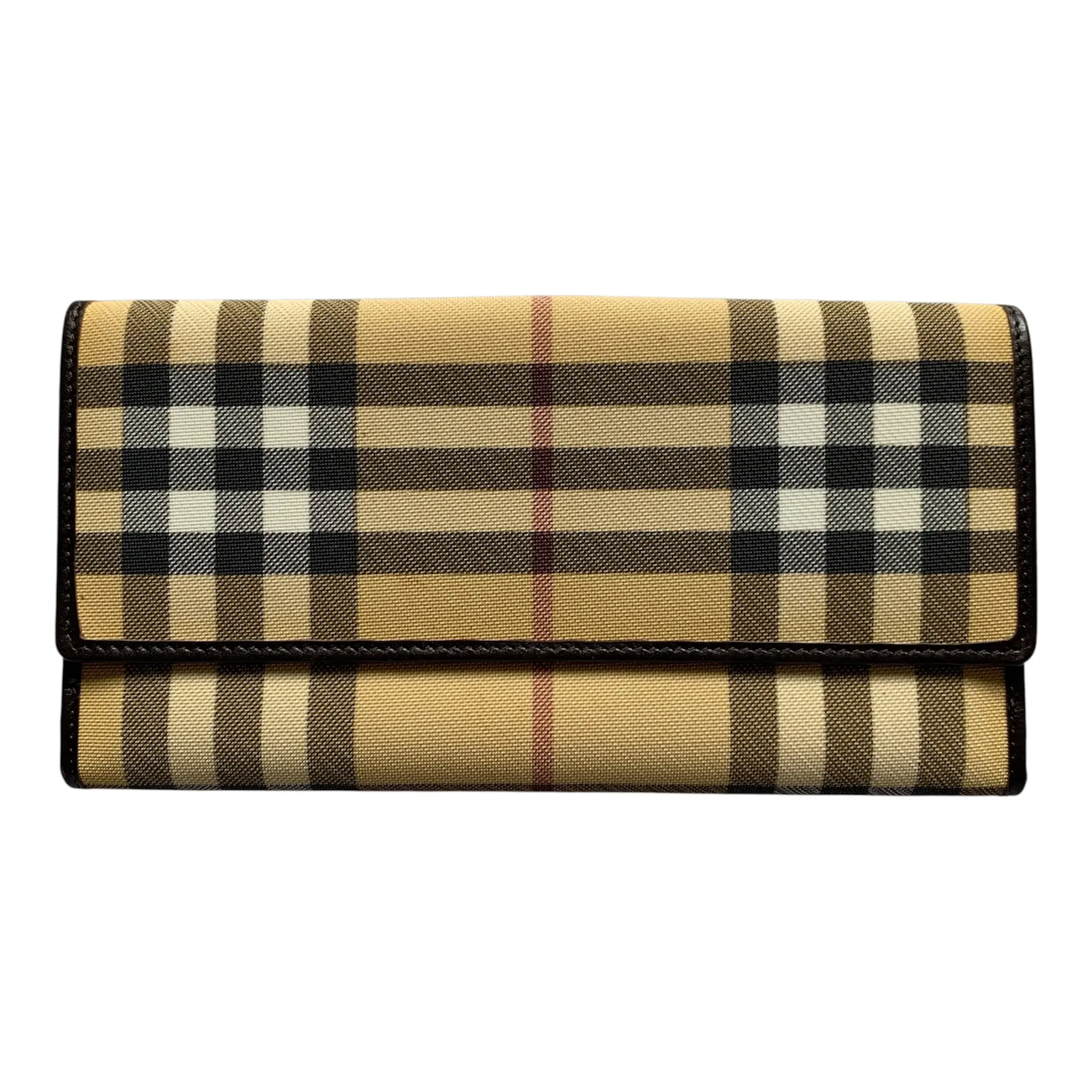 Pre-owned BURBERRY wallet  Small Leather Goods FINAL SALE NO RETURN &NO CANCEL classic check long Authentic with COA