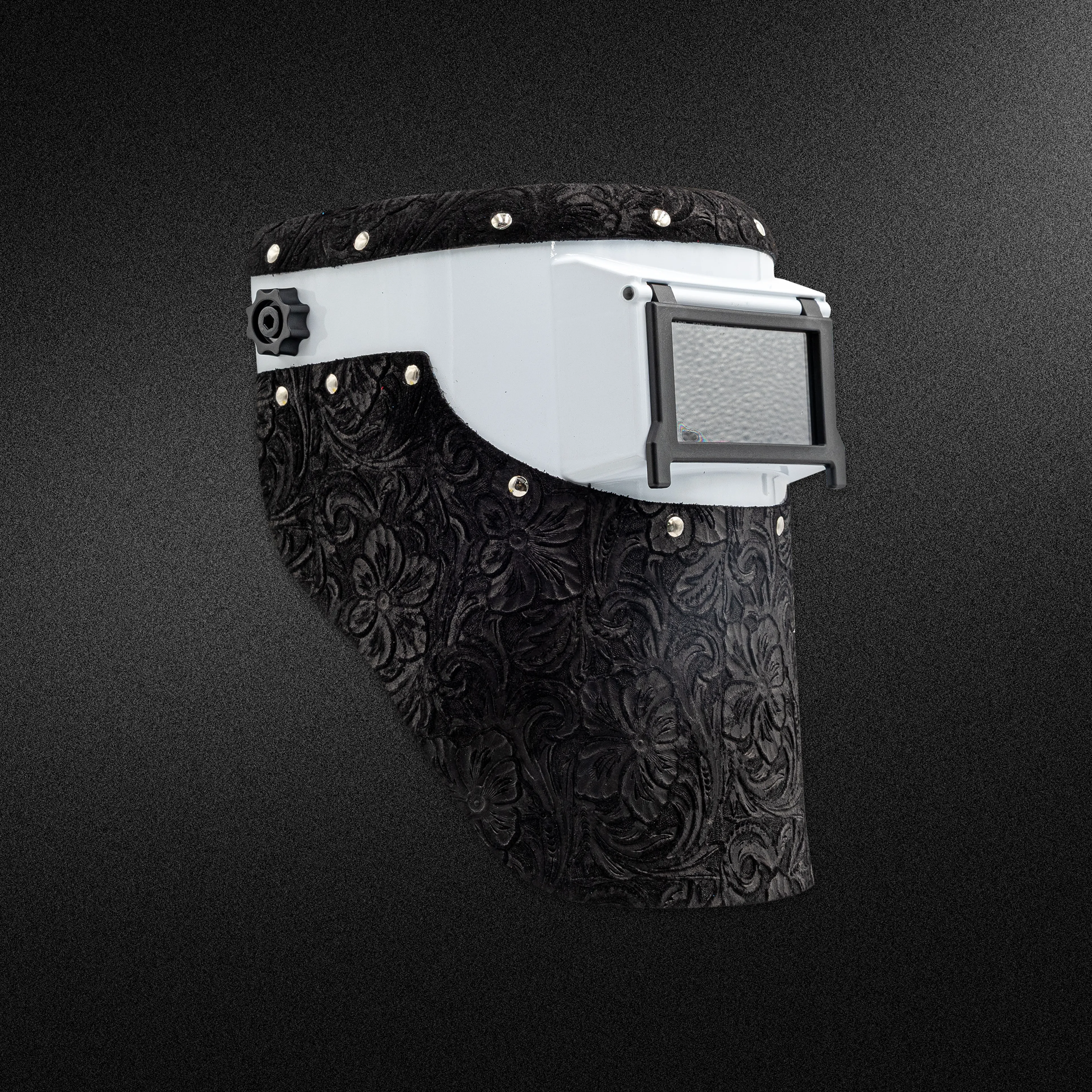 White Slimline - Black Floral Welding Hood