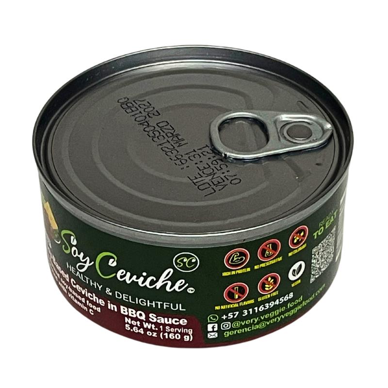 (4-Pack ) Soy Ceviche–Honey Mustard & BBQ (Spicy & Mild)–5.64oz–Vegan Protein–Gluten Free– Ready to eat Fiber Iron