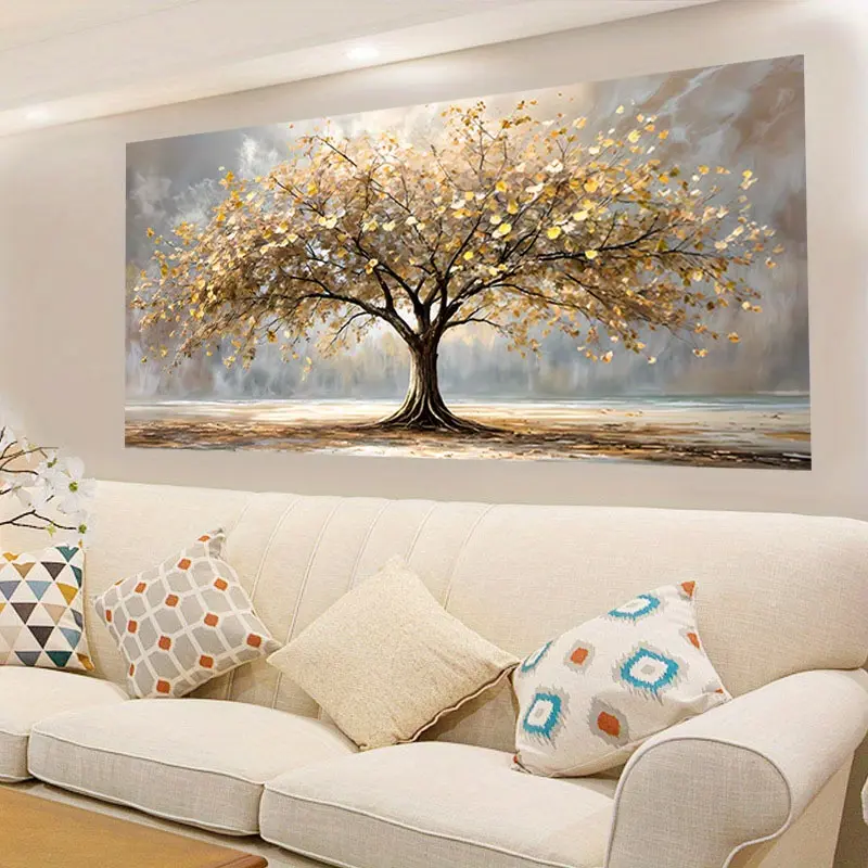 Large Horizontal Life Tree Canvas Wall Art, Modern Minimalist Artistic Design, Ideal Decorative Home Decoration, Plant Scientific Names Pine, Wall Art Painting, Artwork, Wall Decor Pictures