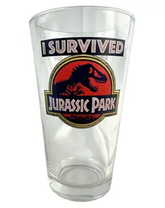 Jurassic Park I Survived Jurassic Park 16oz Pint Drinking Glass Tumbler