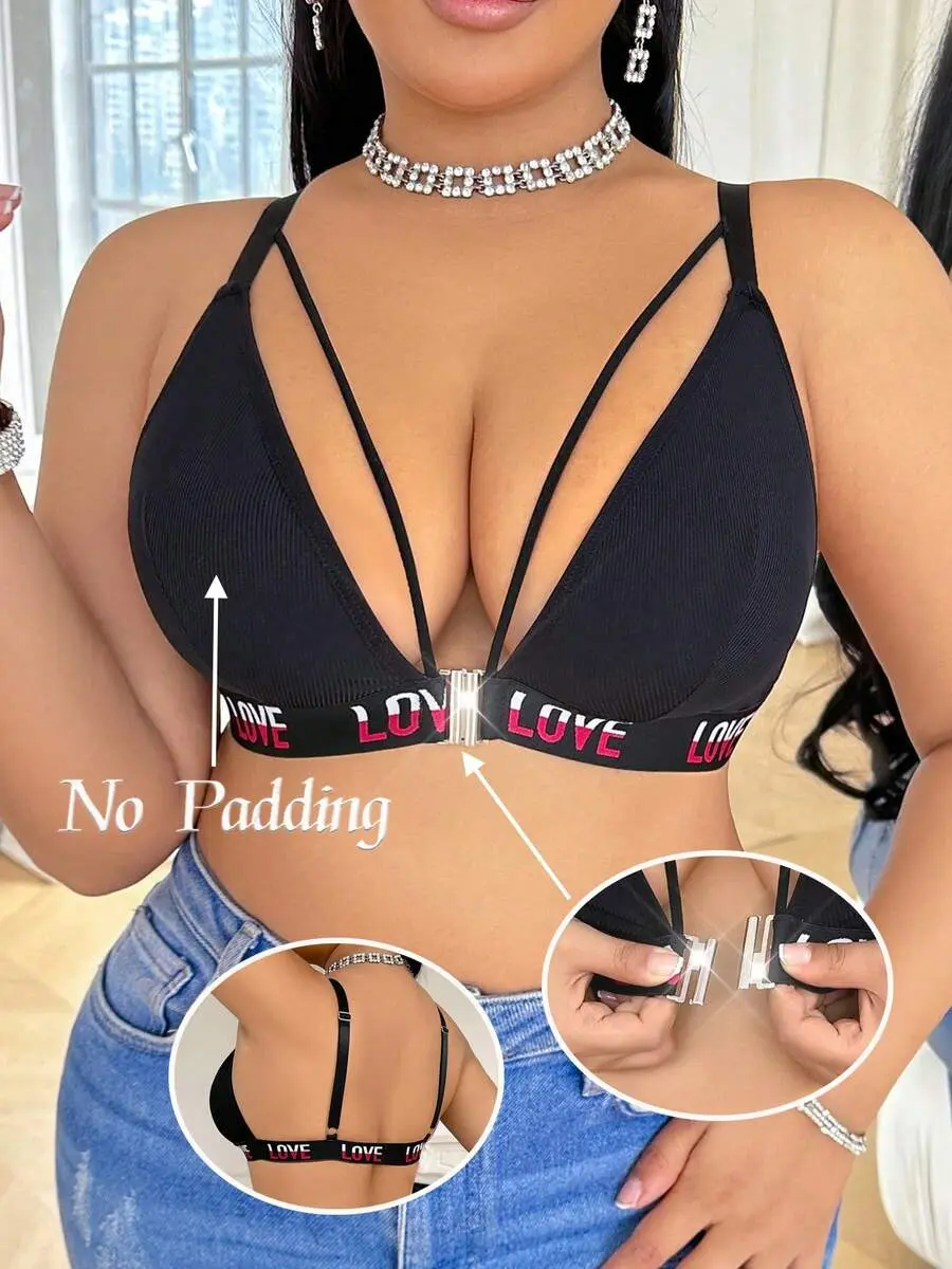 1pc Front-Closure Plus Size Wireless Women Bra
