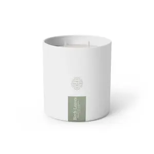 Clove & Hill Birch Leaves Ceramic Candle - Premium Coconut Soy Wax, Double Wick, 65+ Hour Burn Time