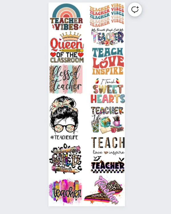 Premade Teacher Gangsheet - 22X60 Artistic Wall Decor with Colorful Designs for Teachers and Inspirational Themes